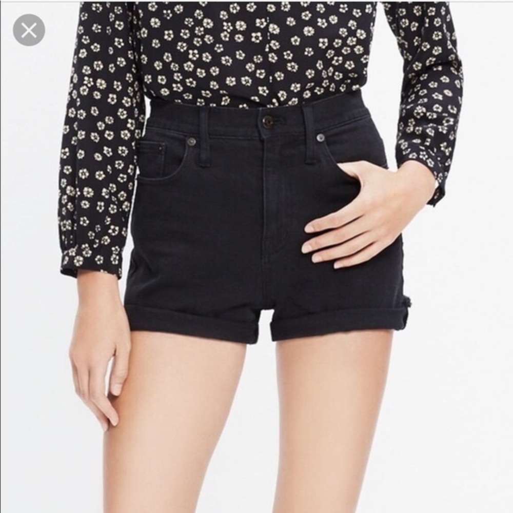Black Madewell Denim High waisted foldover shorts